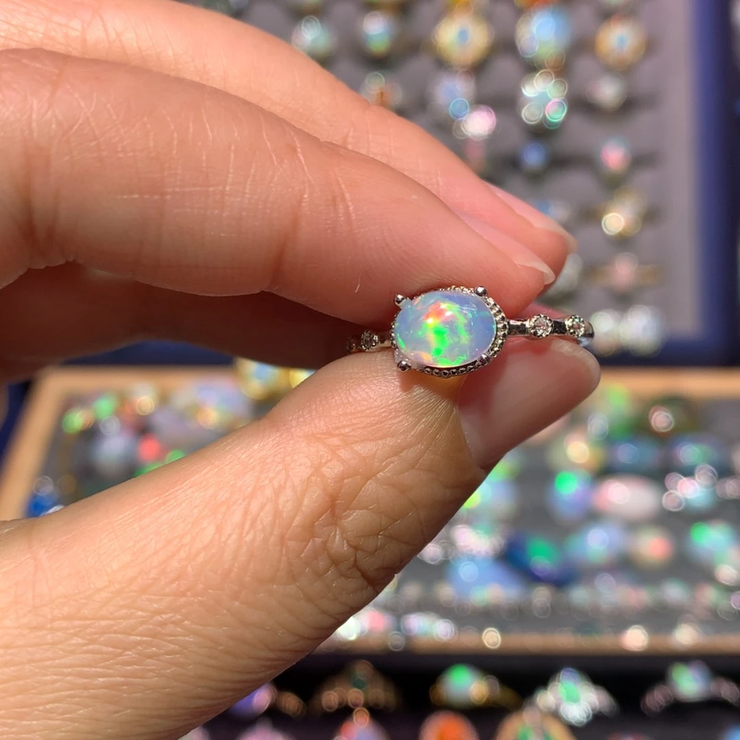 银S925镶嵌欧泊戒指款式