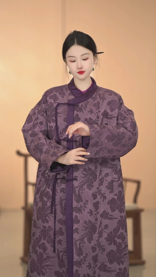 【明月照窗】紫色秋冬百搭复古冬季外套气质新中式中国风中式长袖