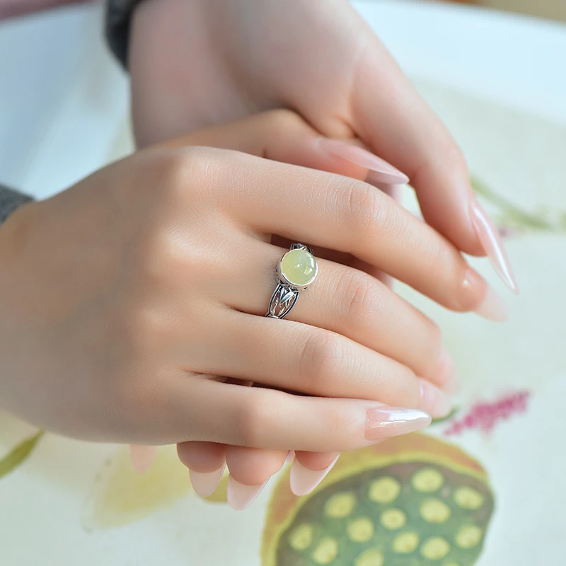 s925银镶嵌和田玉戒指