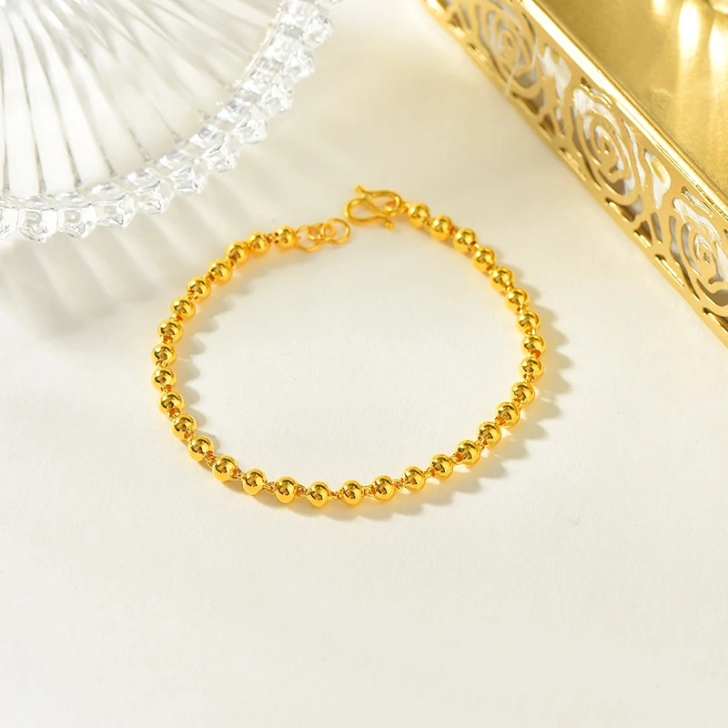 足银手链 足银亮面光珠手链简约百搭女生时尚ins轻奢可调节不掉色