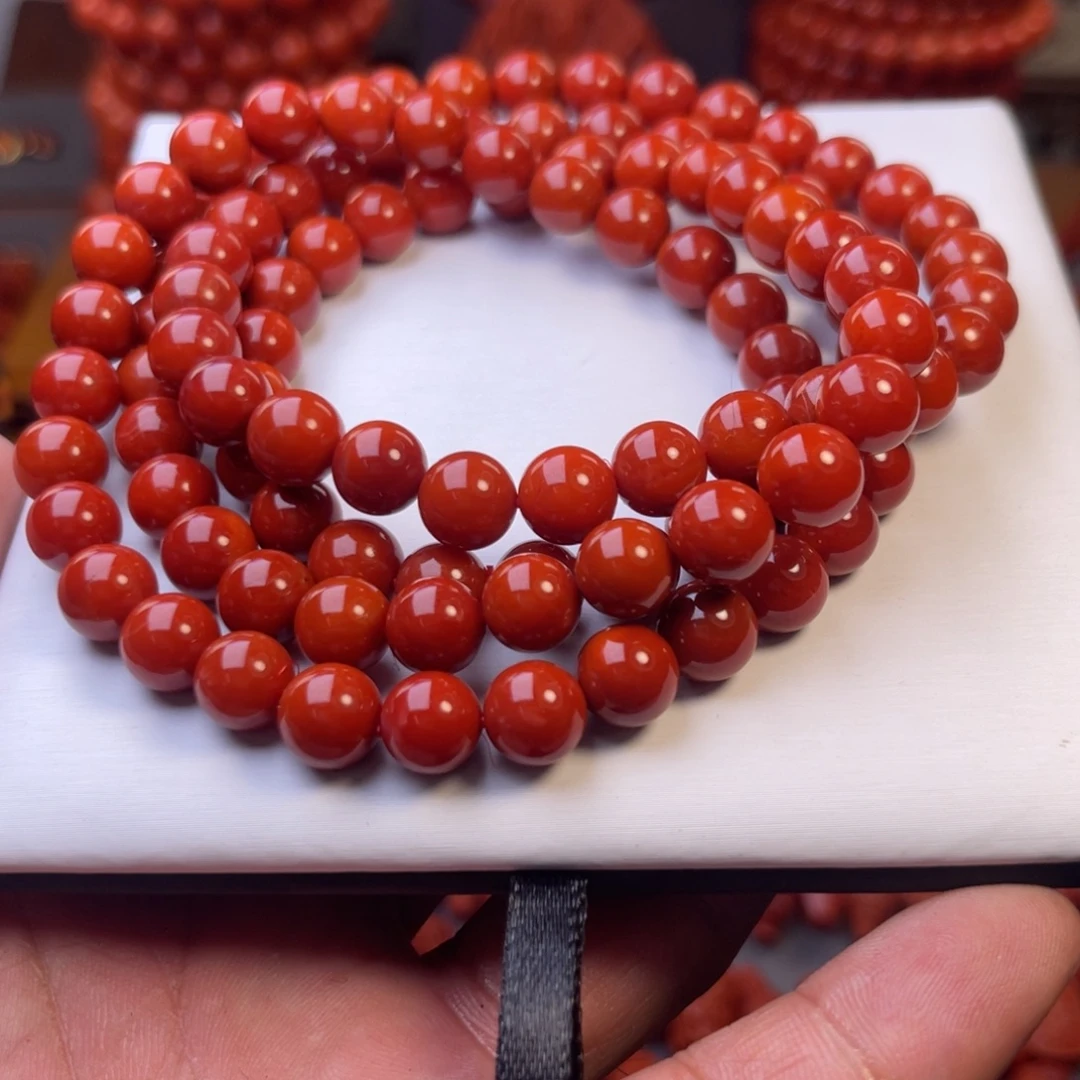 南红玛瑙未镶嵌川料精工圆珠108卡8➕