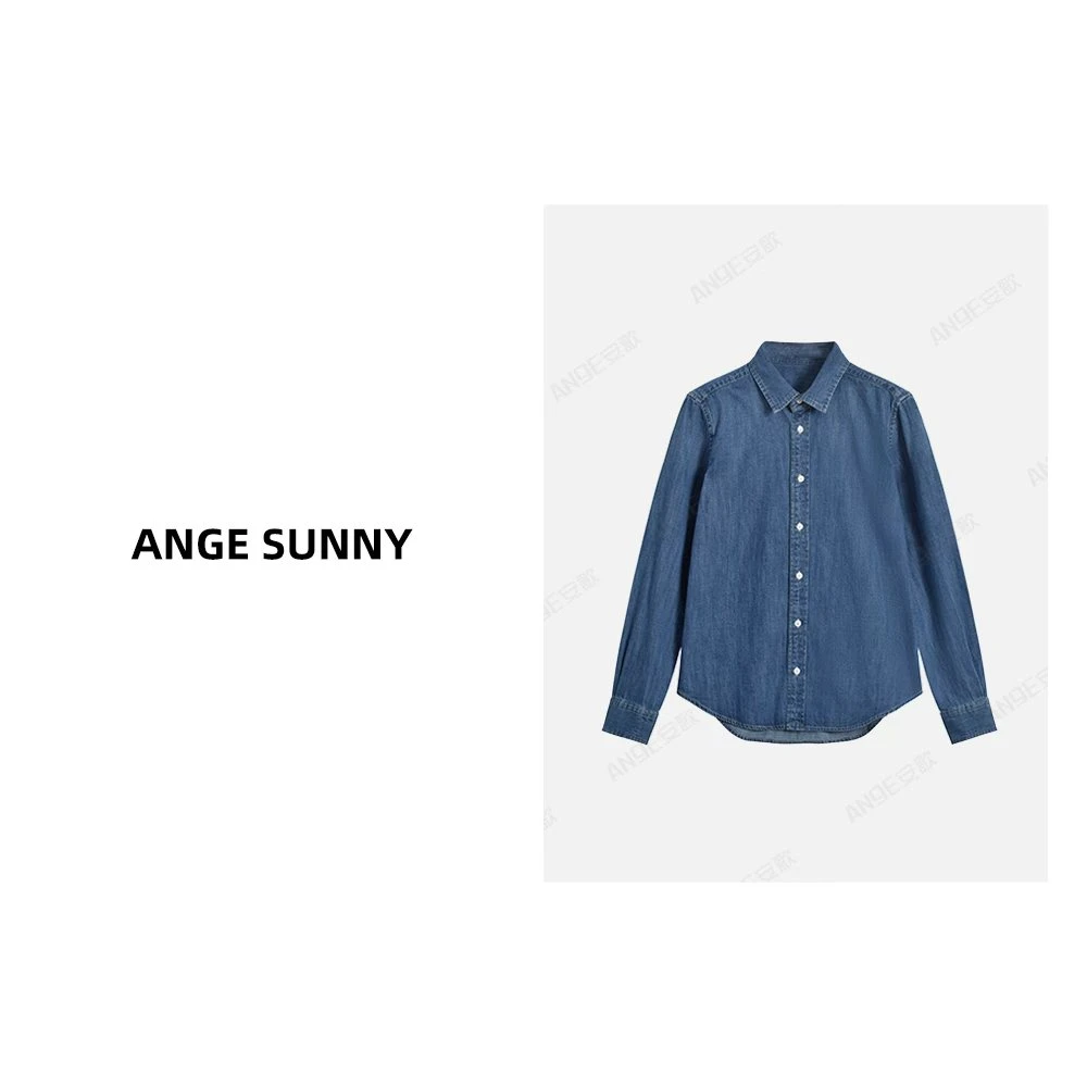 ANGE SUNNY【张小斐同款 小马牛仔衬衫】小马刺绣美式复古长袖衬衫