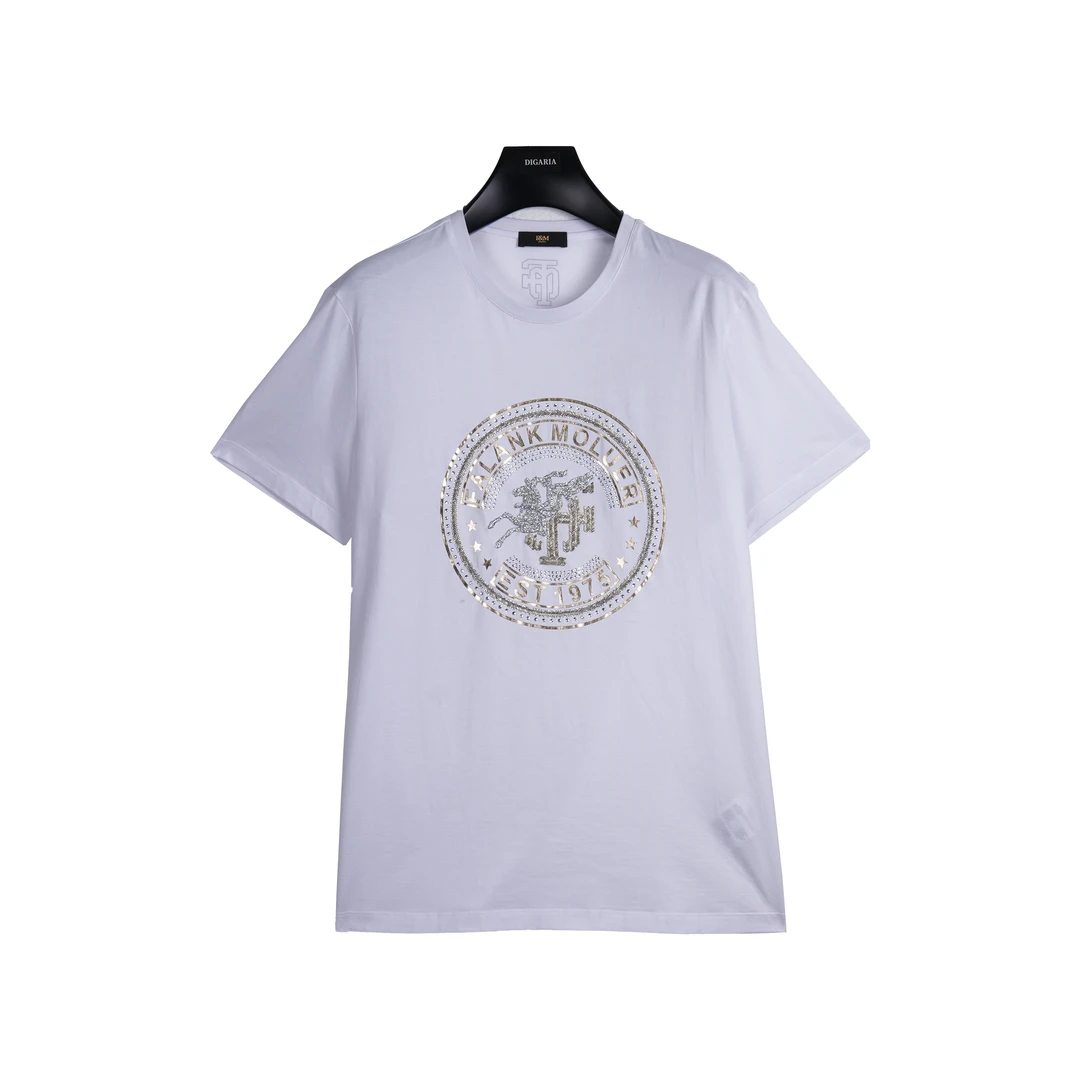 F&M新品男款夏季重工印花烫钻时尚休闲短袖T恤