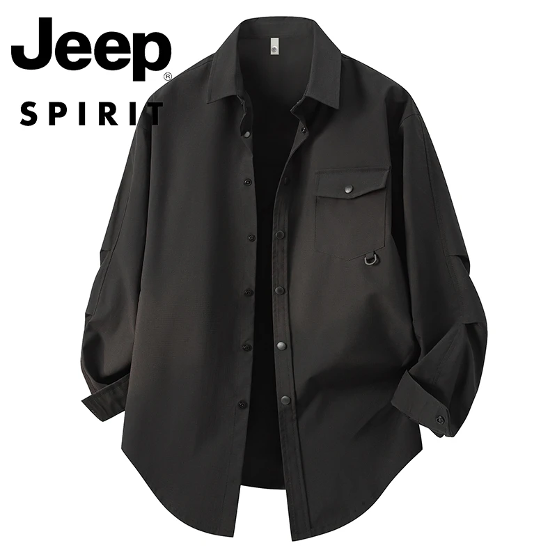 JEEP SPIPIT吉普2025春季新款长袖衬衫男士宽松百搭休闲衬衣外套