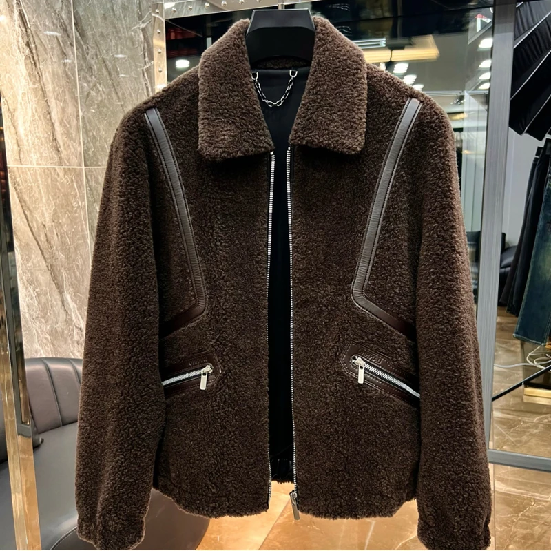 25138L秋冬季高奢款100%新西兰羊的配羊皮外套男款高级感羊的外套