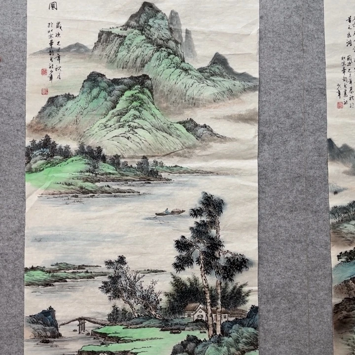 国画花鸟等图案为一体而