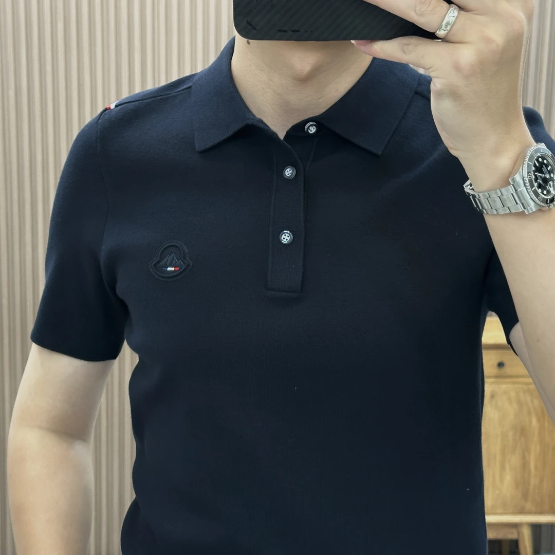 秋季新品商务Polo衫透气短袖男时尚针织上衣百搭轻奢POLO衫9501