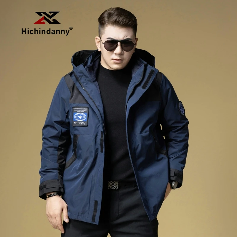 HICHIN三合一冲锋衣男士冬季新款户外防风登山服连帽加厚夹克外套