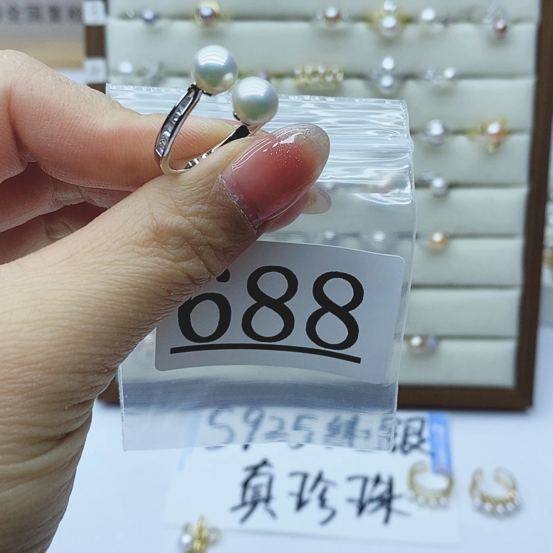淡水珍珠戒指银S925镶嵌心*·688