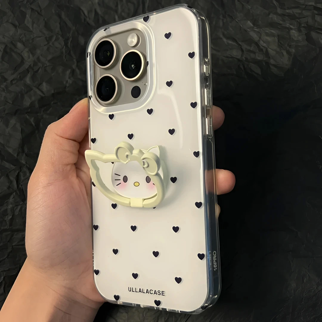 KEWU满屏小爱心凯蒂支架适用苹果16/15promax手机壳iPhone14/13