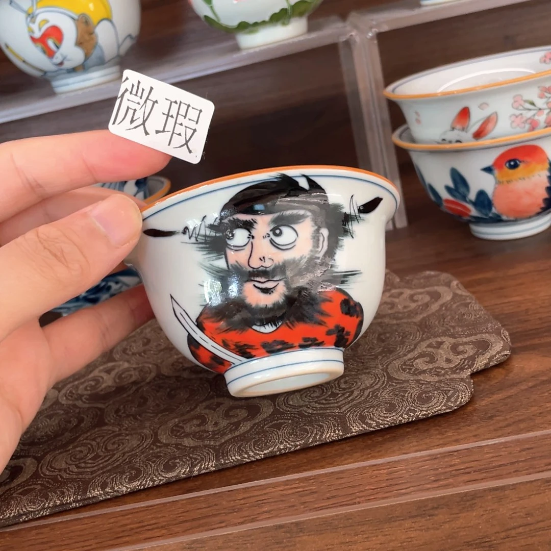 釉下手绘茶具微瑕