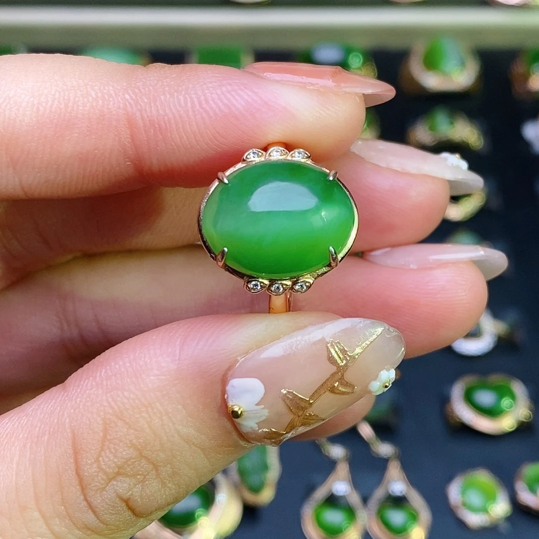 和田玉（碧玉）戒指银S925镶嵌