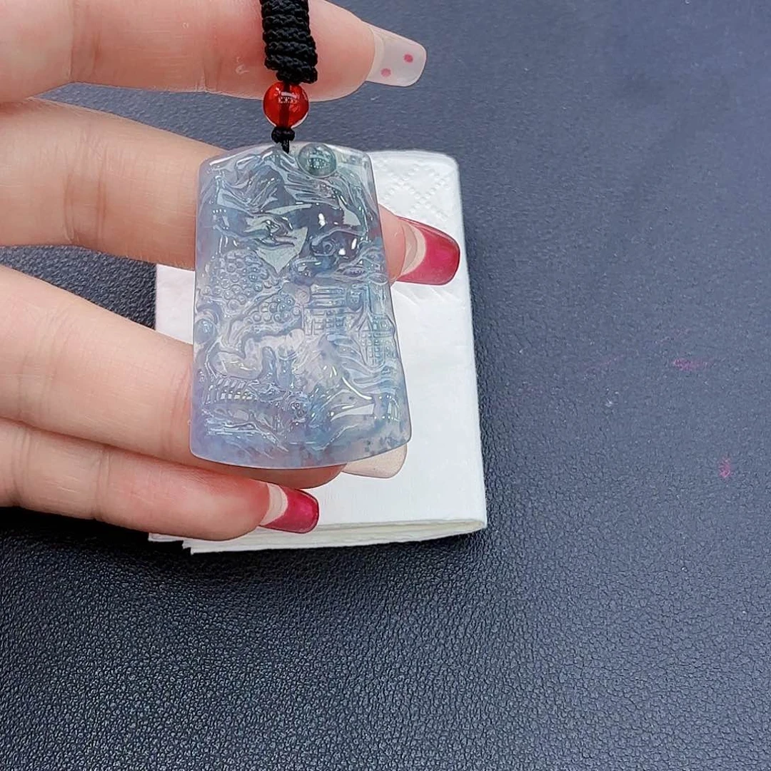 翡翠颈饰未镶嵌小****山水牌吊坠