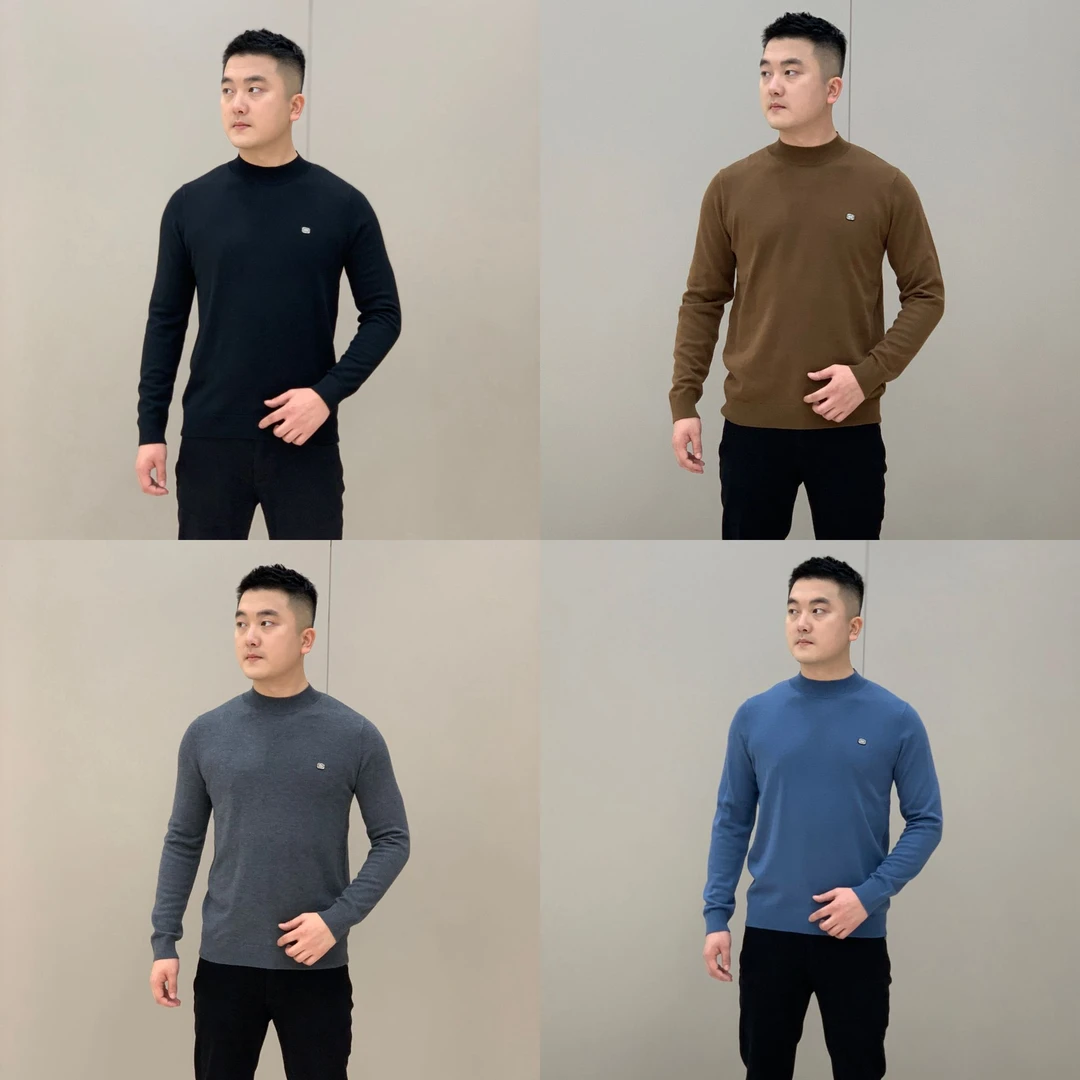 T&X/梯形男士秋冬季休闲显瘦简约百搭三色圆领长袖线衫（0033）