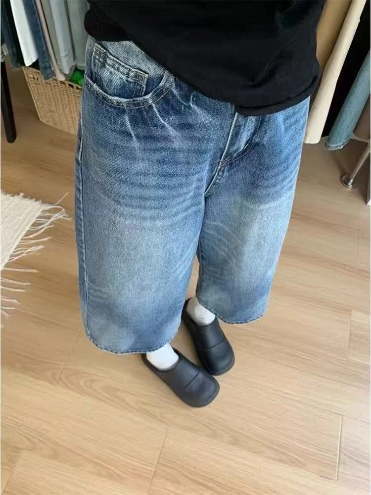 大码超软七分牛仔裤