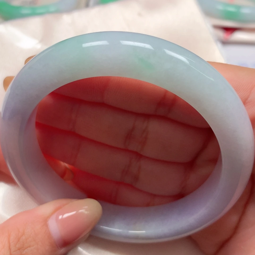 翡翠未镶嵌手镯24春彩洒金 漏～