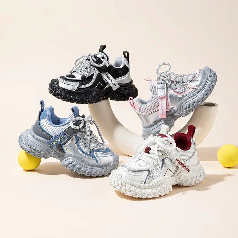 【哈比熊童鞋】新款女童鞋子时尚运动鞋百搭男童网面透气女童老爹鞋