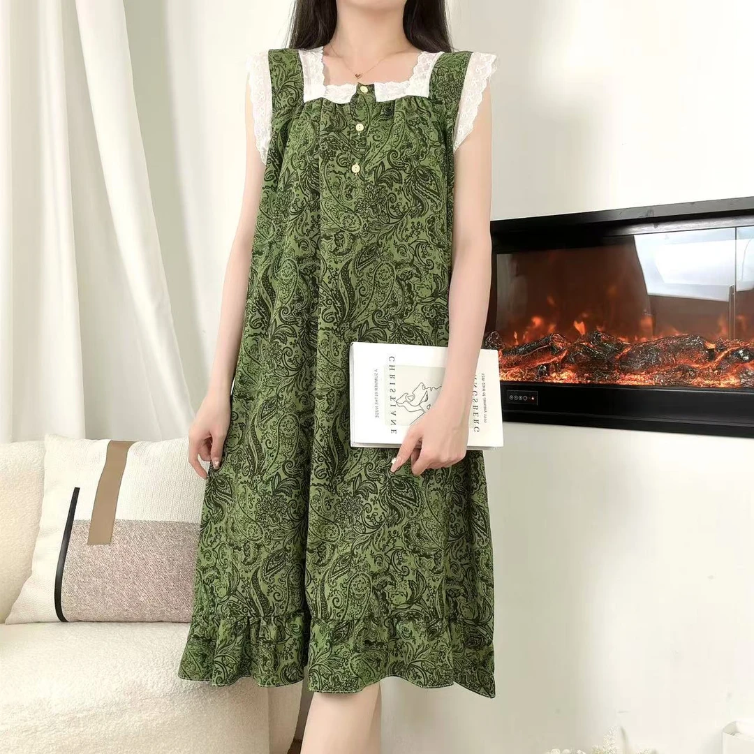 带胸垫大码睡衣女款爆款2025新款夏季背心后妈裙可外穿宽松家居服