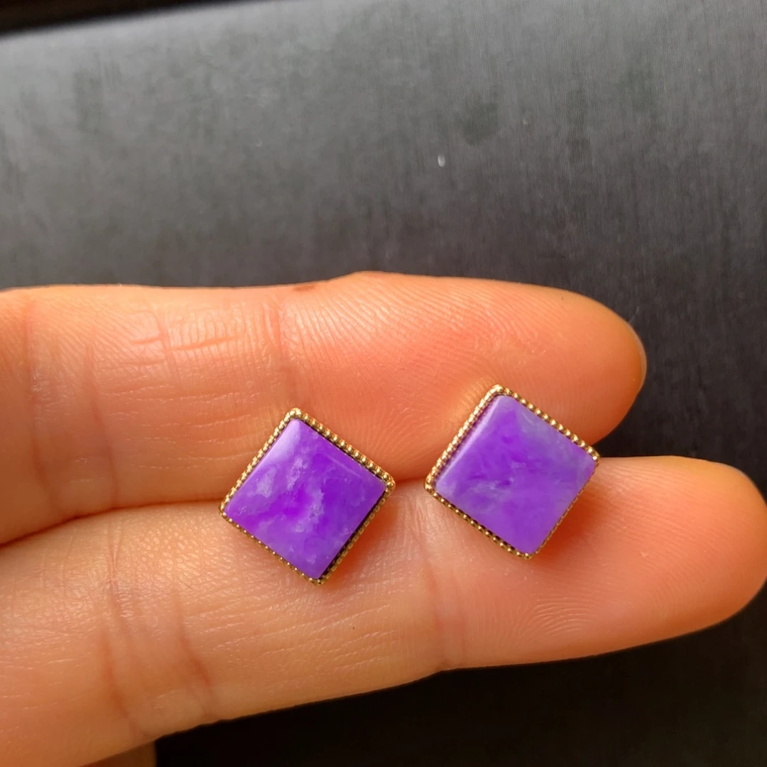 银S925镶嵌苏纪石（舒俱来）耳饰