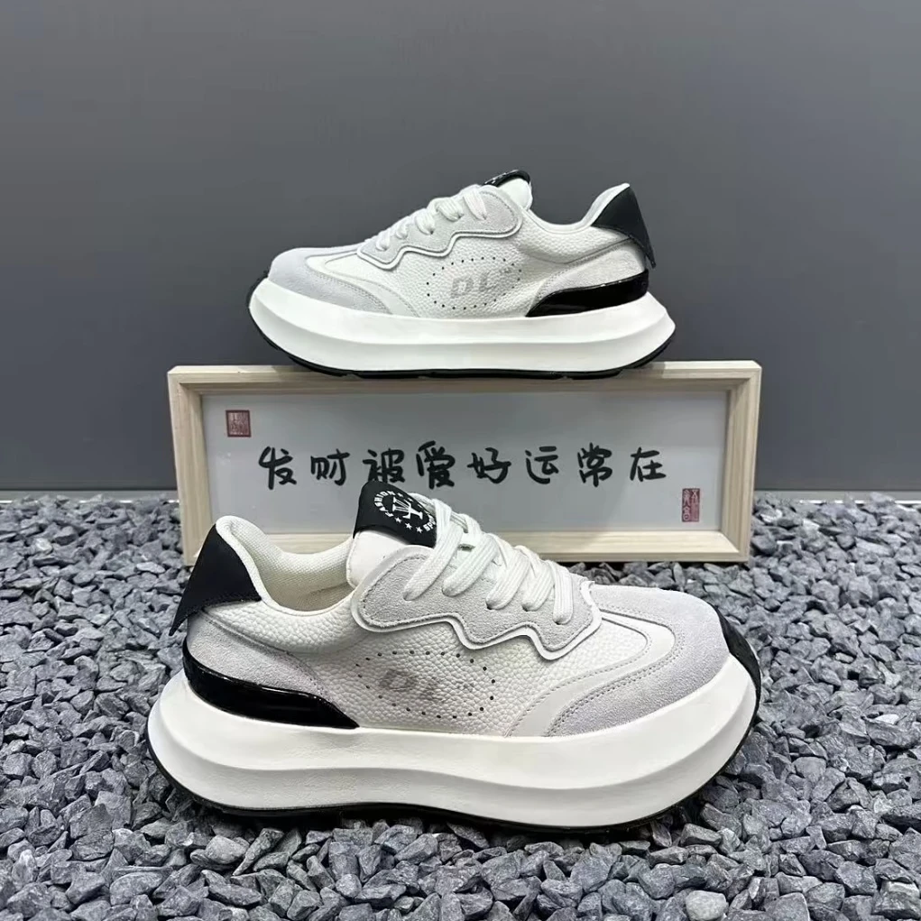 老爹鞋2025秋季新款时尚简约皮面厚底增高运动鞋百搭简约休闲鞋男
