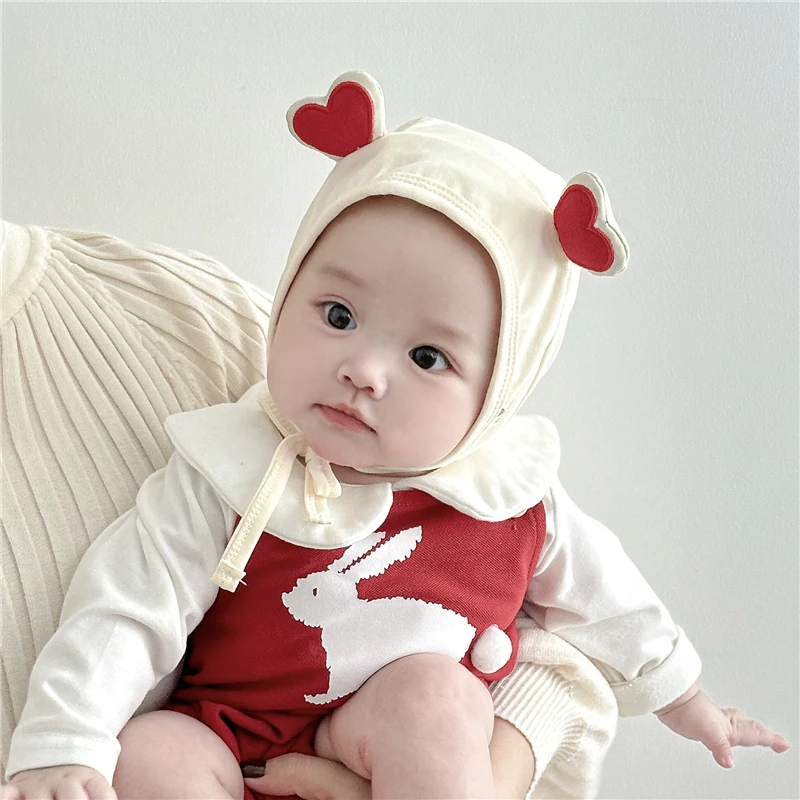 韩版新生儿套头帽子春秋款男女宝宝可爱护囟门帽小月龄外出套头帽