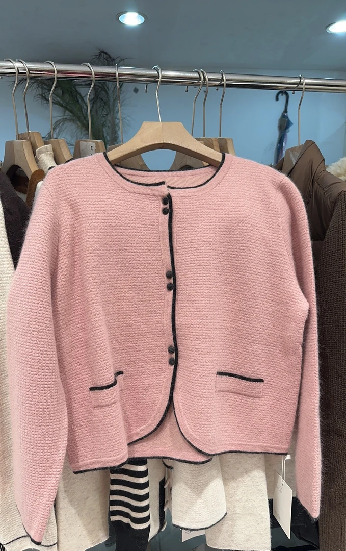 邹先生6036-31双扣单线黑边高品质休闲毛衣外套气质时尚显瘦韩版