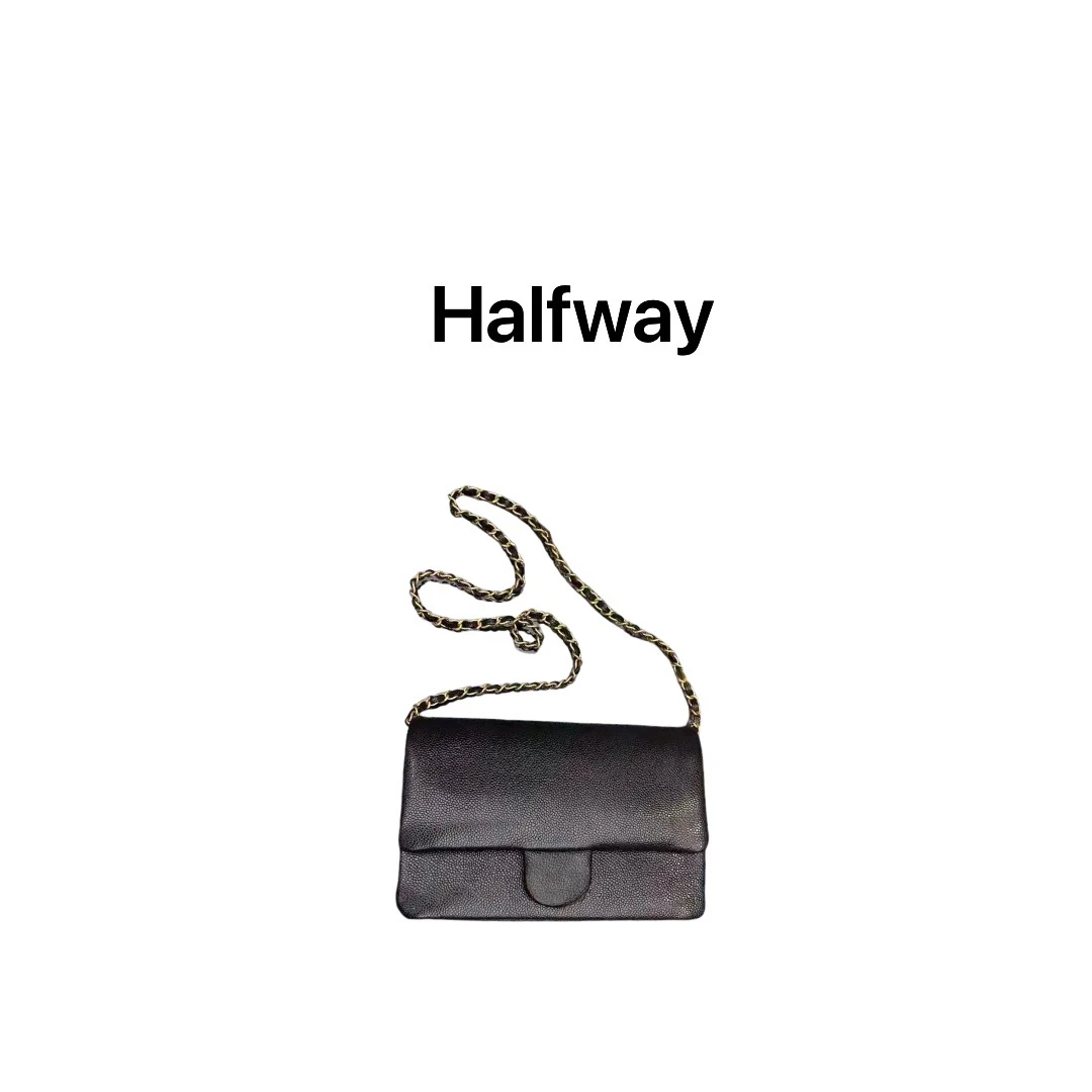 Halfway DF-003  2025新款方胖子 鱼子酱头层牛皮斜挎女包