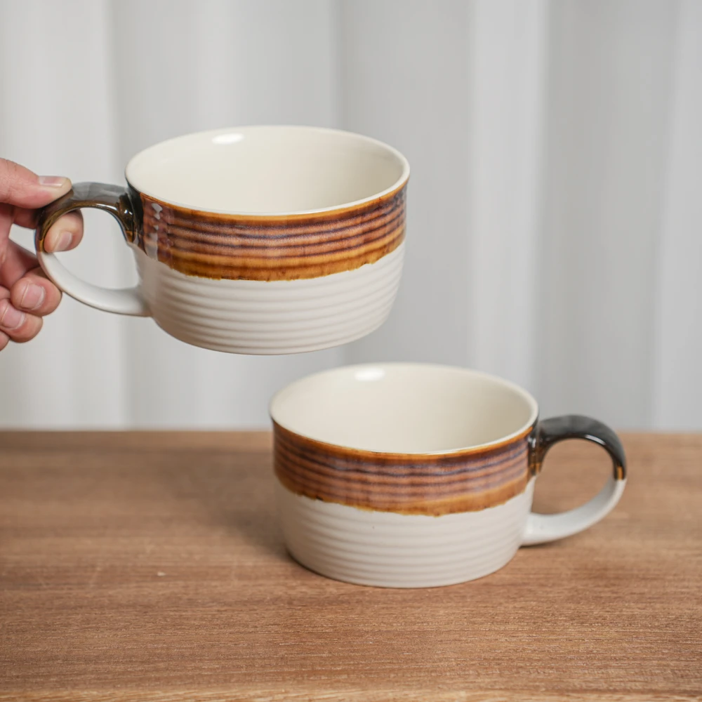 【瑕疵】陶瓷高颜值高级感带把早餐杯F1D