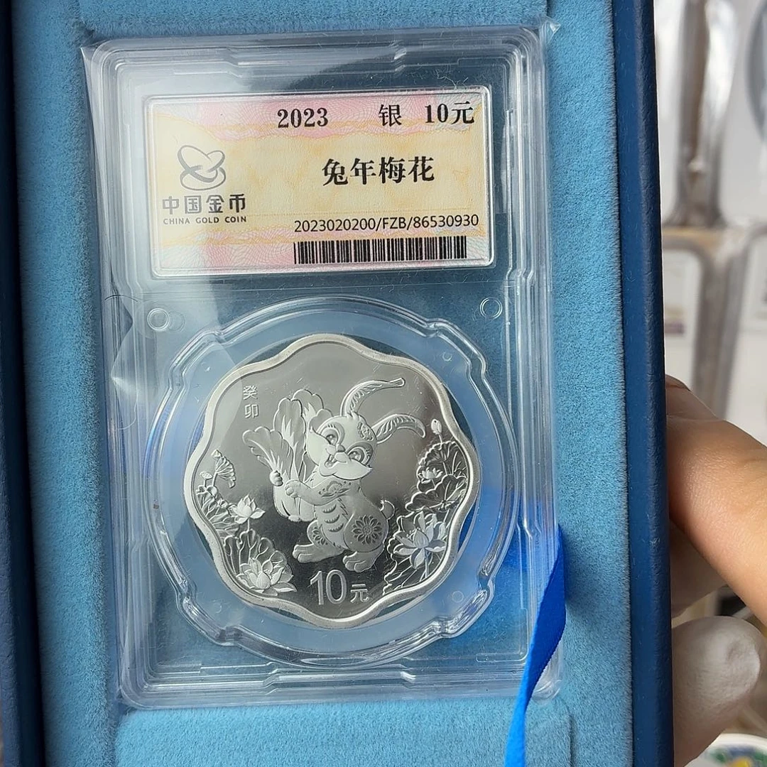 纯银2023年梅花兔银币金总