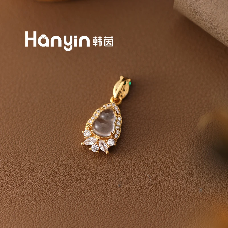 21*10mm气质镂空满微镶长石玉葫芦吊坠