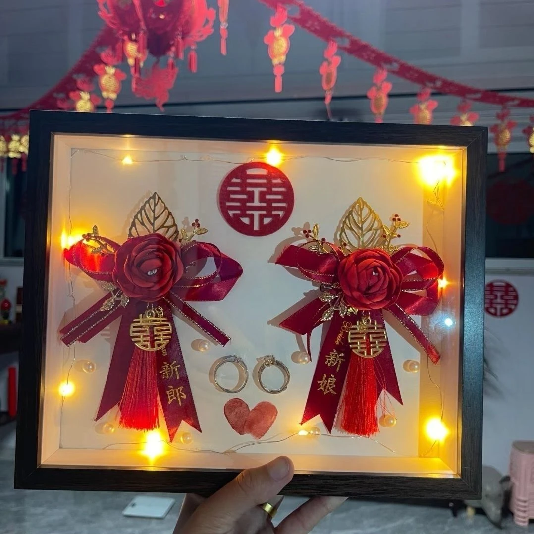 胸花结婚摆件婚礼新郎新娘收藏结婚胸花胸花纪念相框