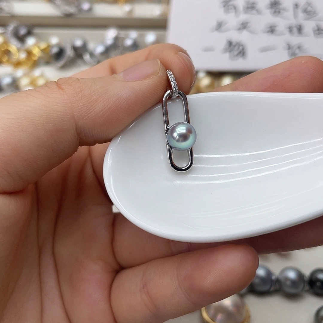 海水珍珠银S925镶嵌吊坠(不含链)