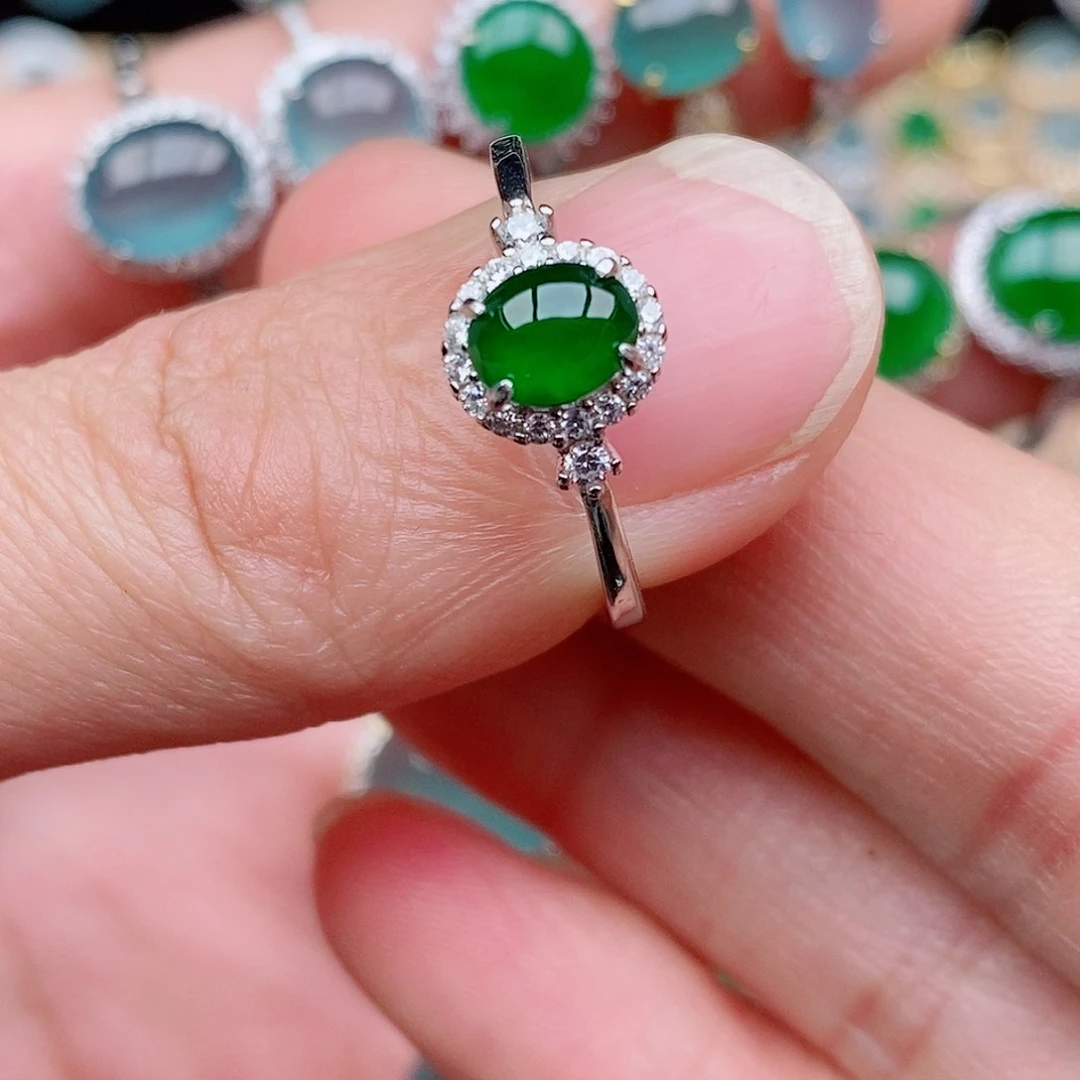 银S925镶嵌戒指翡翠