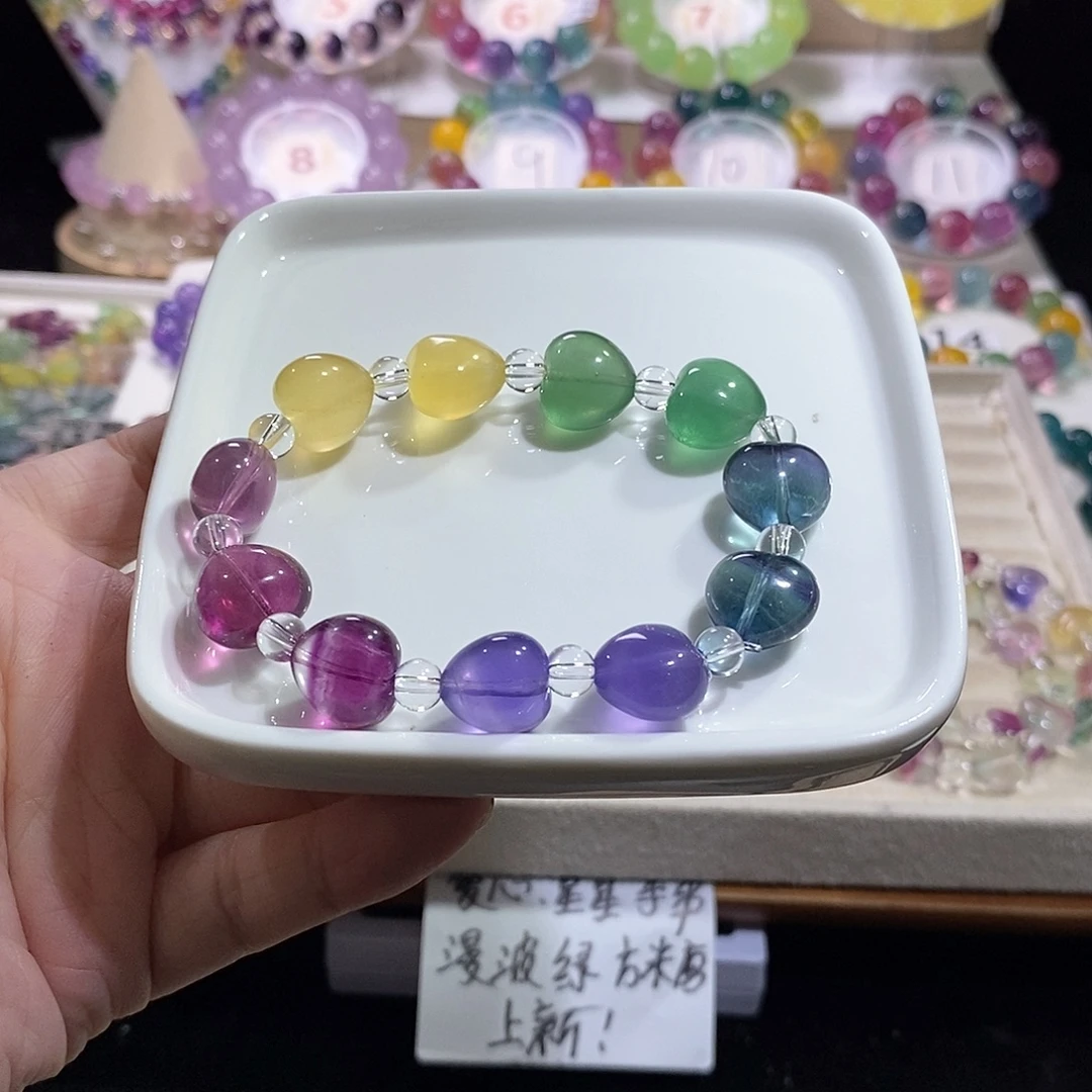 贝***贝手链萤石未镶嵌爱心