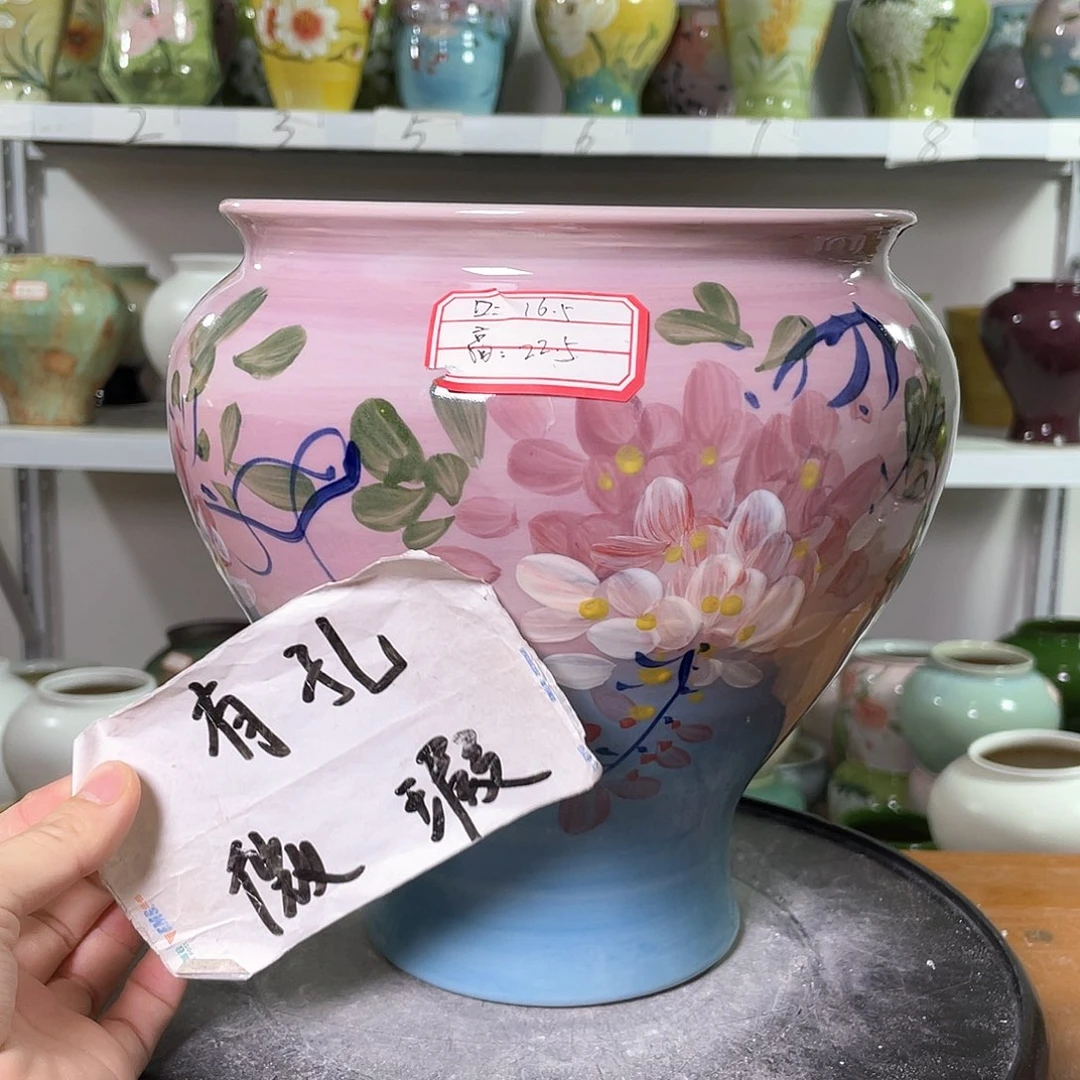 花***年景德镇陶瓷花盆花器暇256