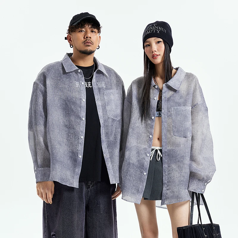 NMAX大码潮牌男装25年春轻薄透气长袖衬衫百搭简约翻领夹克FNC015