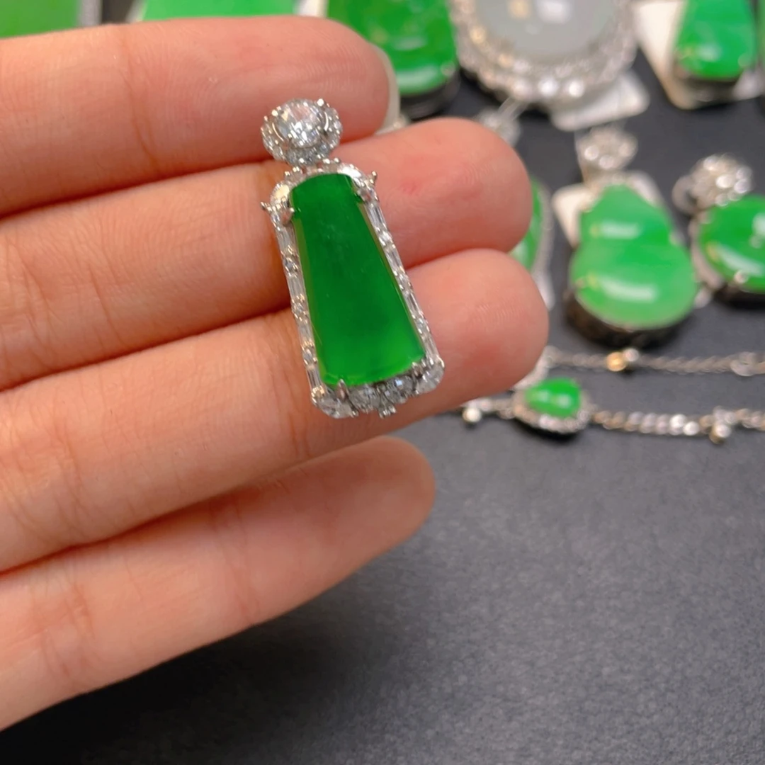 随***心翡翠银S925镶嵌吊坠(不含链)