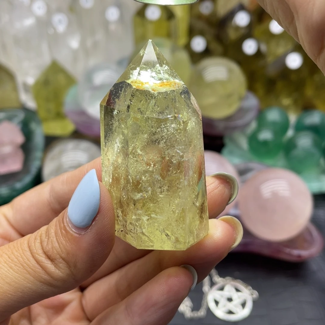水晶珠宝半成品未镶嵌36黄水晶柱