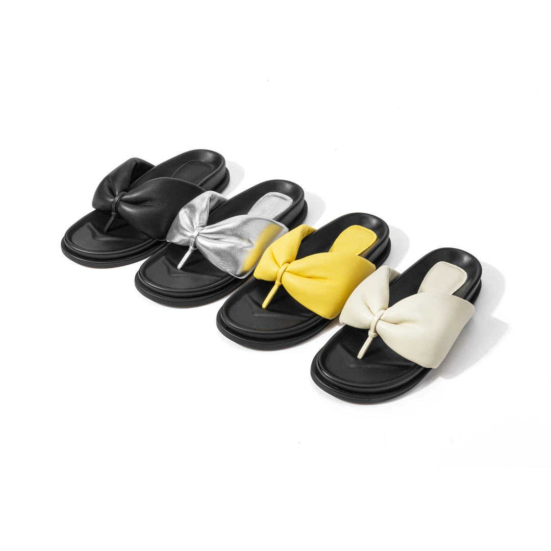 【田田手工鞋】蝴蝶结人字拖夏季外穿沙滩拖鞋厚底舒适凉鞋