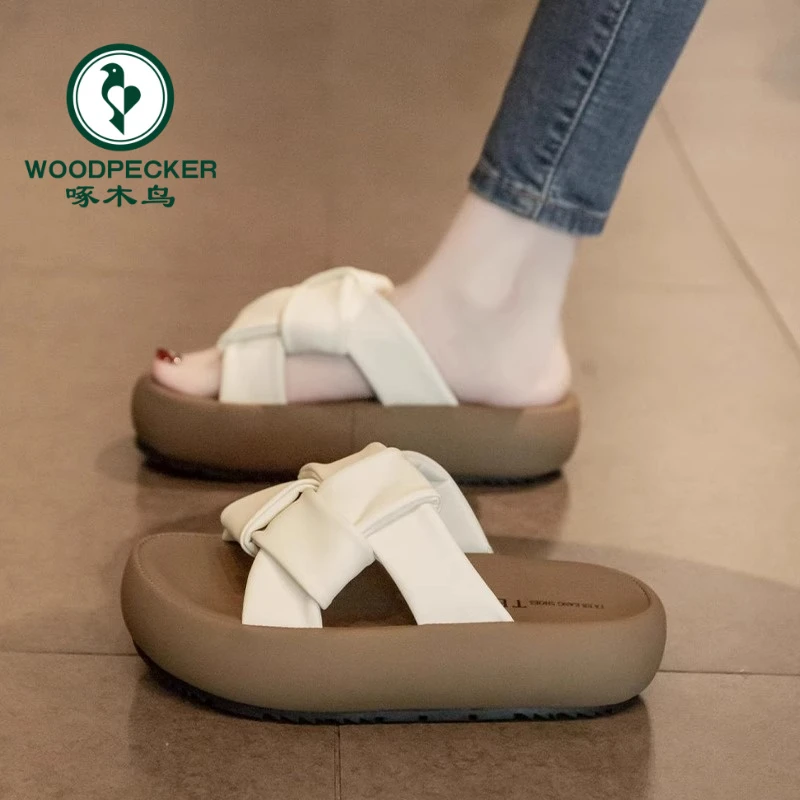 啄木鸟厚底增高绝美凉拖鞋女夏外穿2025新款时尚法式休闲沙滩凉鞋