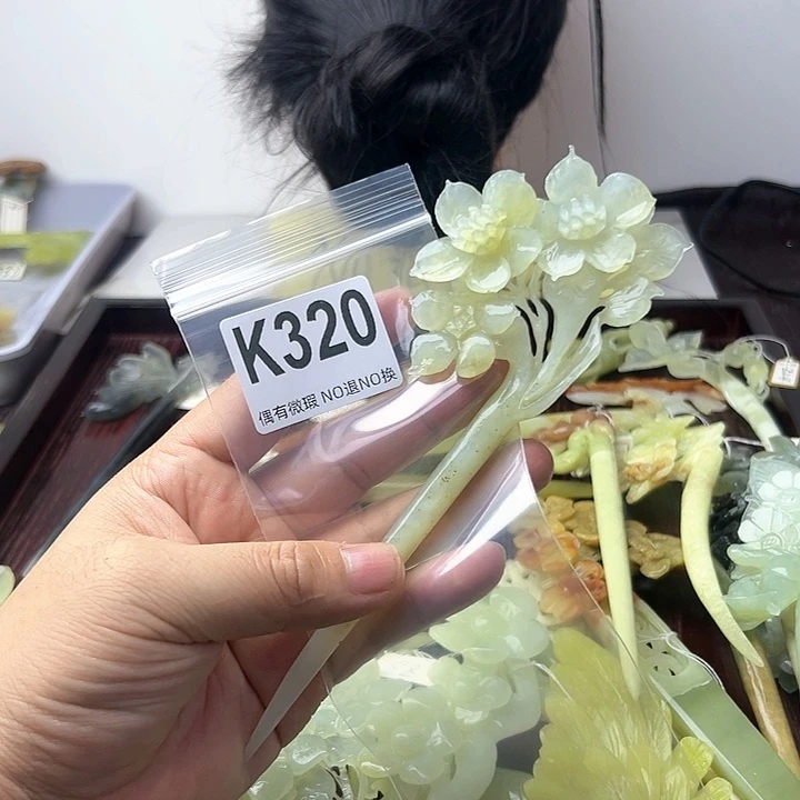 蛇纹石玉发饰合金?****?