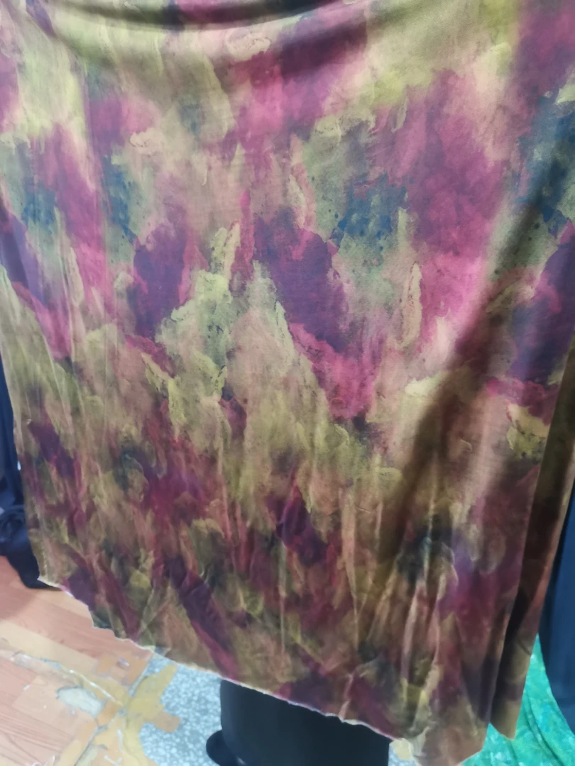 弹力真丝咖色蜡染服装面料