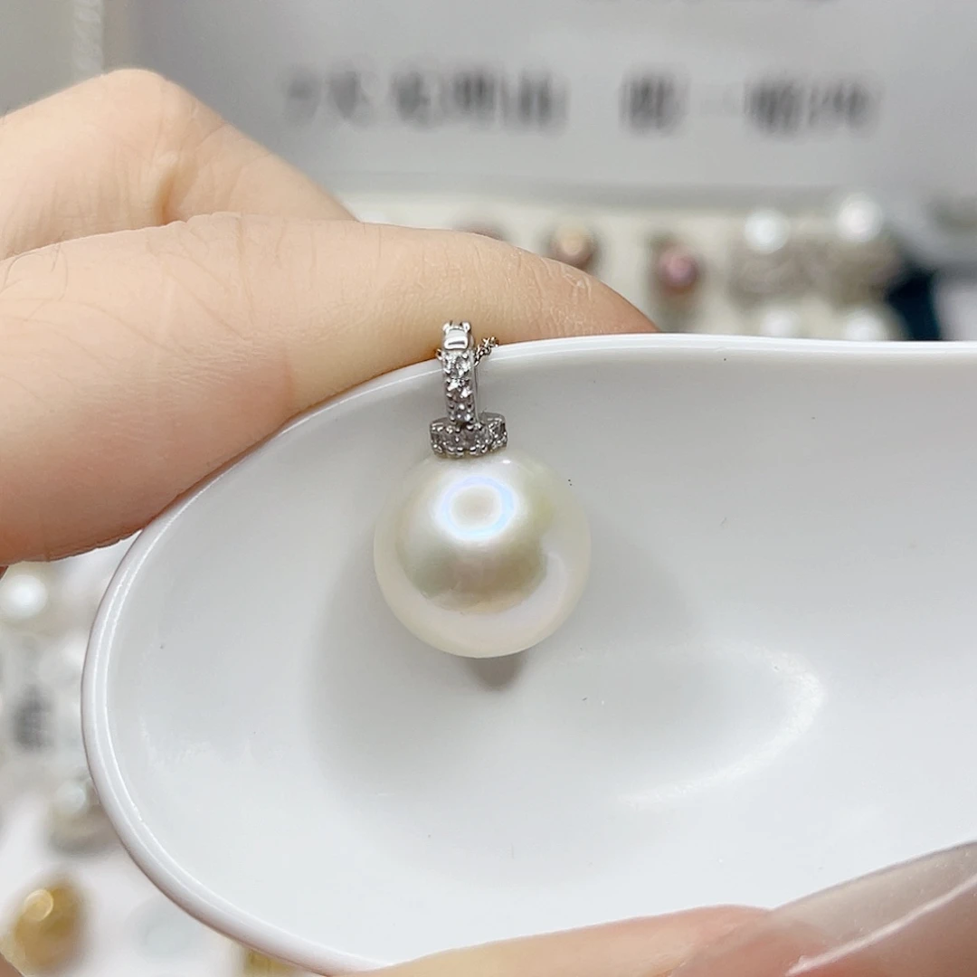 吊坠(不含链)银S925镶嵌淡水珍珠
