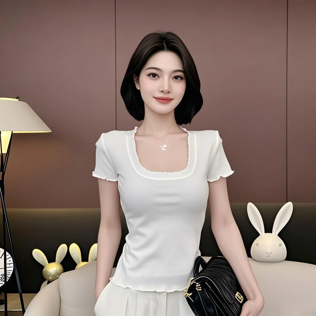 白色洋气v领打底衫百搭短袖显瘦黑色夏季女款高腰修身T恤韩版上衣