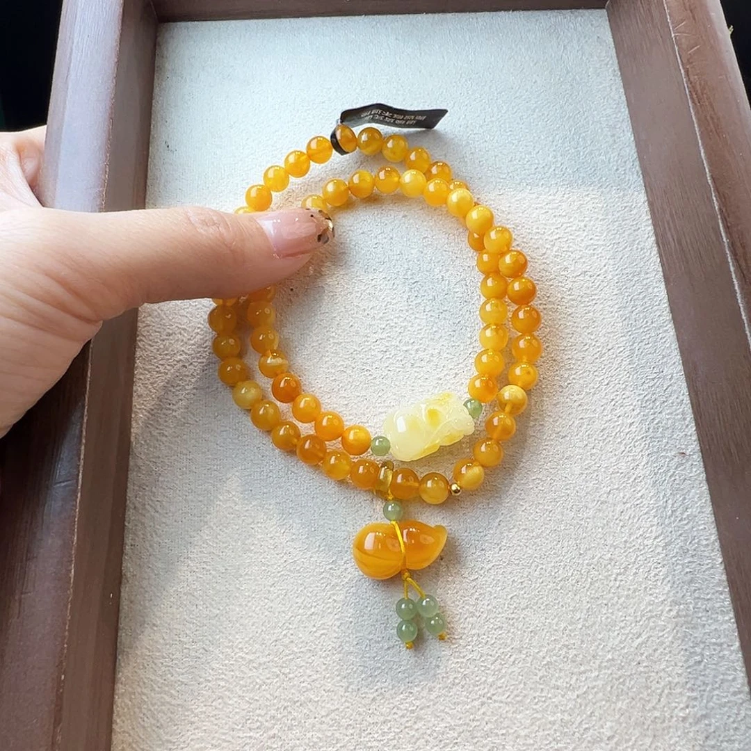 蜜蜡未镶嵌手链蜜蜡6.4mm