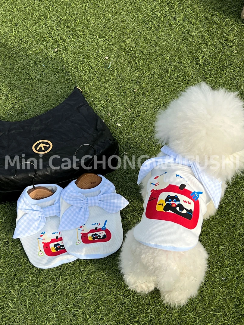 Mini Cat原创<爱吃苹果的猫>猫狗春夏薄款服装小型犬可爱舒适背心