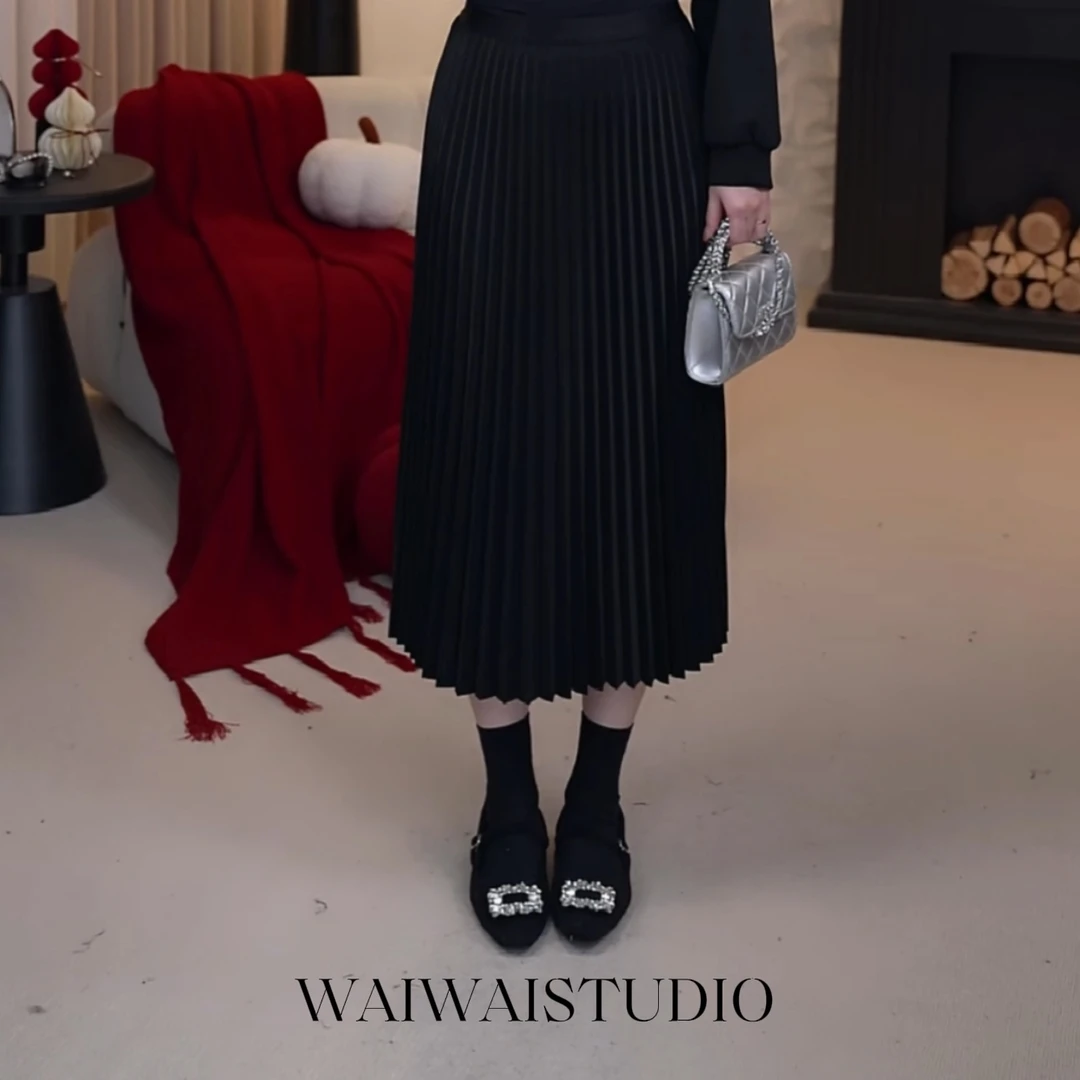 【浮光曲】显瘦百搭重磅风琴褶半身裙 25S056