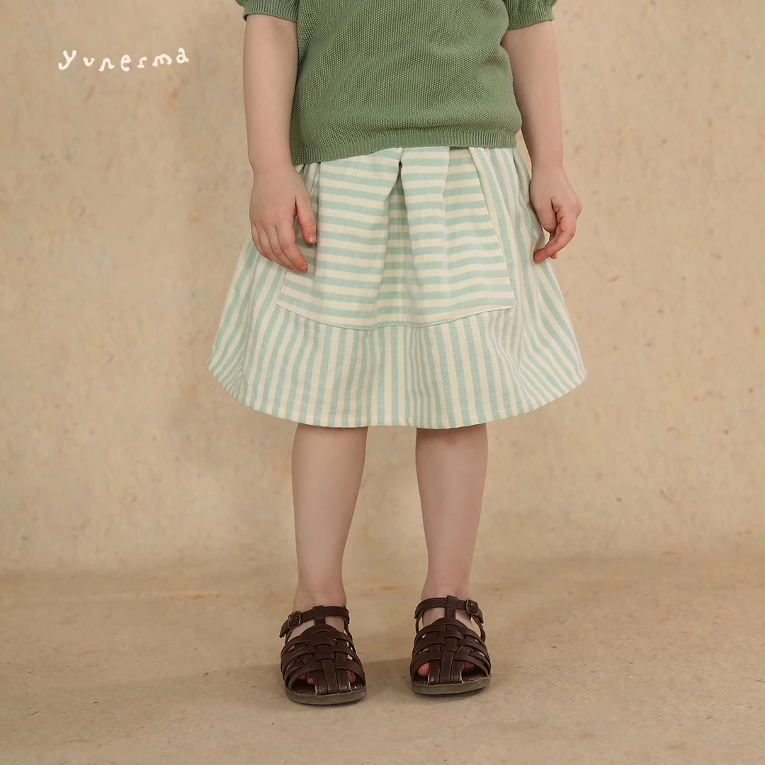 允儿妈女童夏季新款可爱竖条纹短裙宝宝纯棉半身裙儿童裙子半裙潮