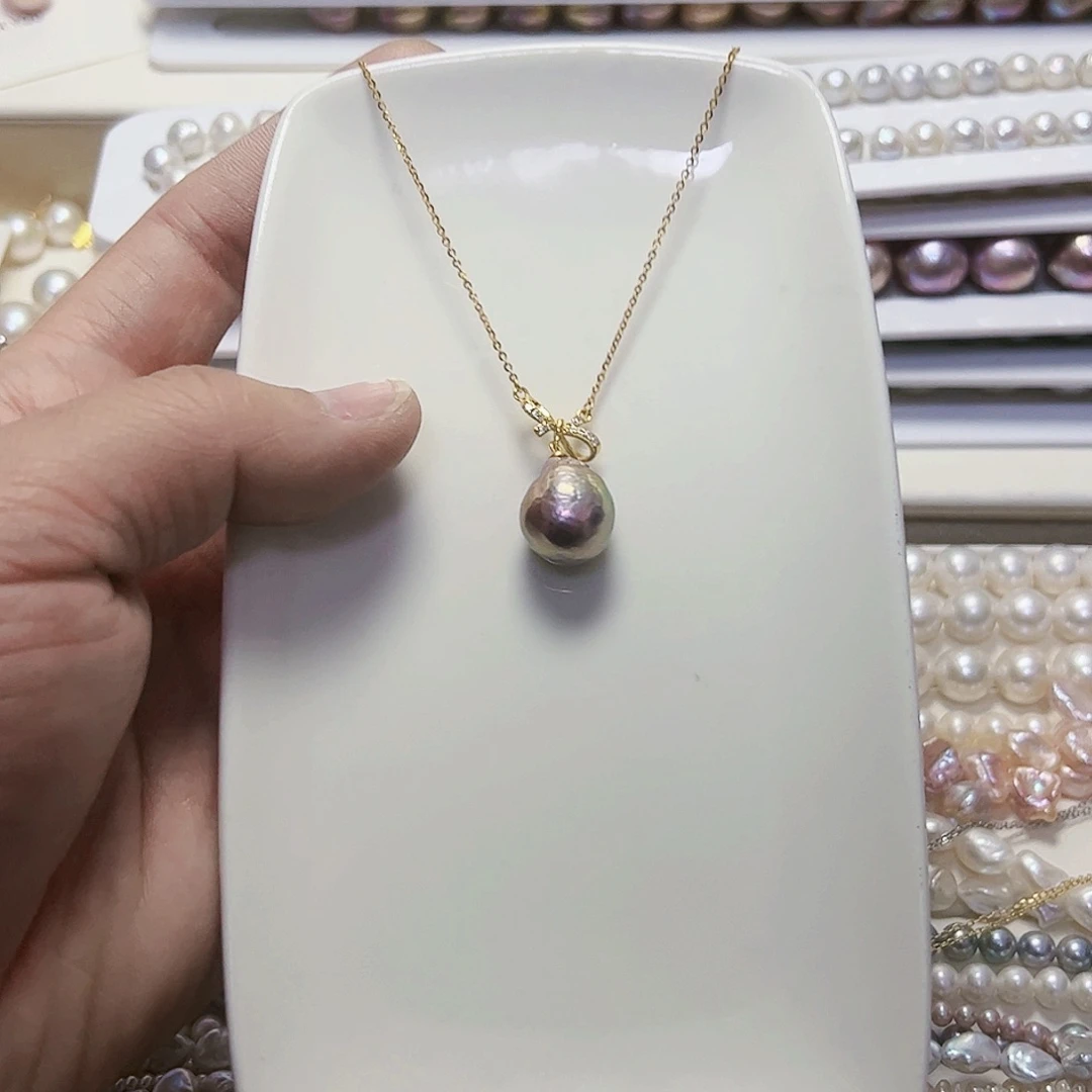 淡水珍珠吊坠(不含链)银S925镶嵌海**想