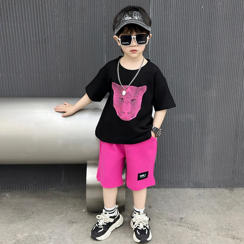 男童夏季洋气套装2025新款中小童韩版休闲时尚短裤两件套潮酷童装